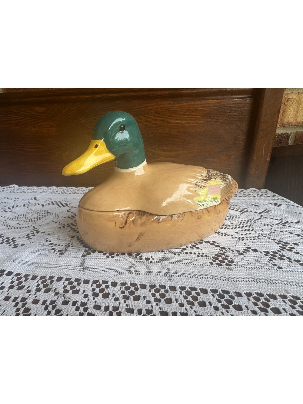 Vintage Ceramic Mallard Duck Covered Dish